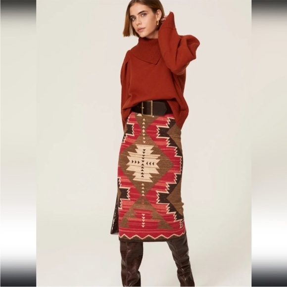 RALPH LAUREN aztec southwestern pattern Knit blanket skirt straight fit 3X - Picture 2 of 13